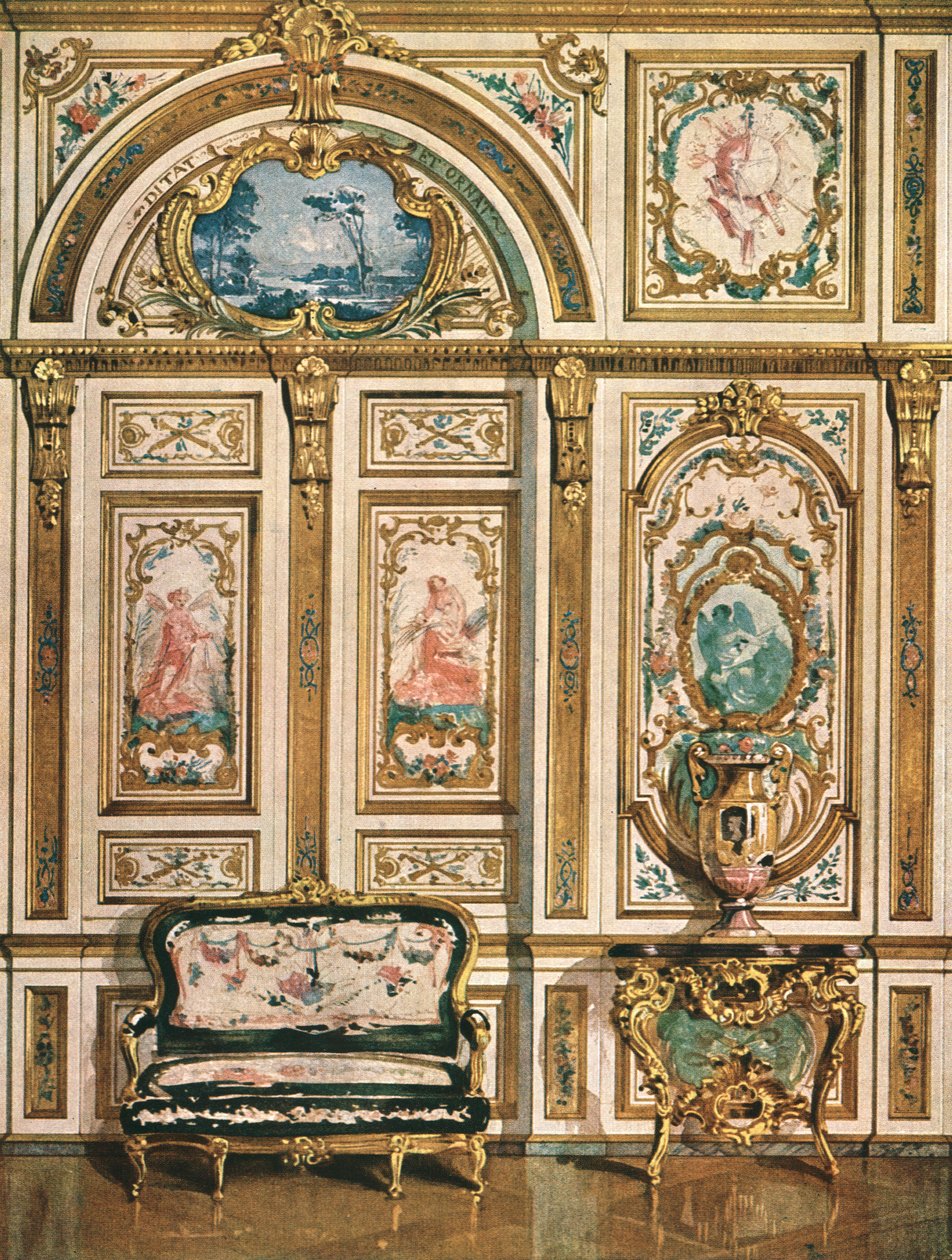 Väggdekoration i slottet Fontainebleau, Frankrike, 1928. av Unbekannt