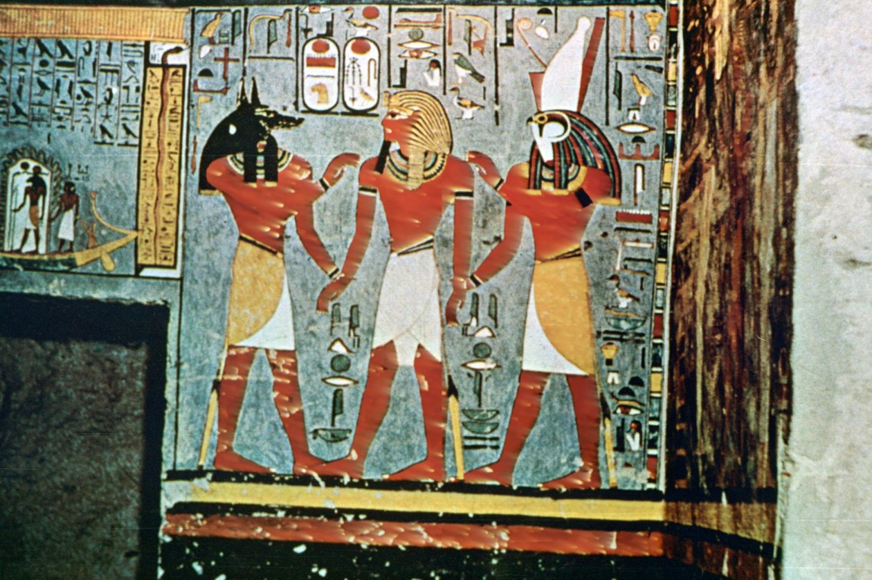 Väggmålning från ädlarnas gravar, Thebe, Luxor, Egypten av Unbekannt