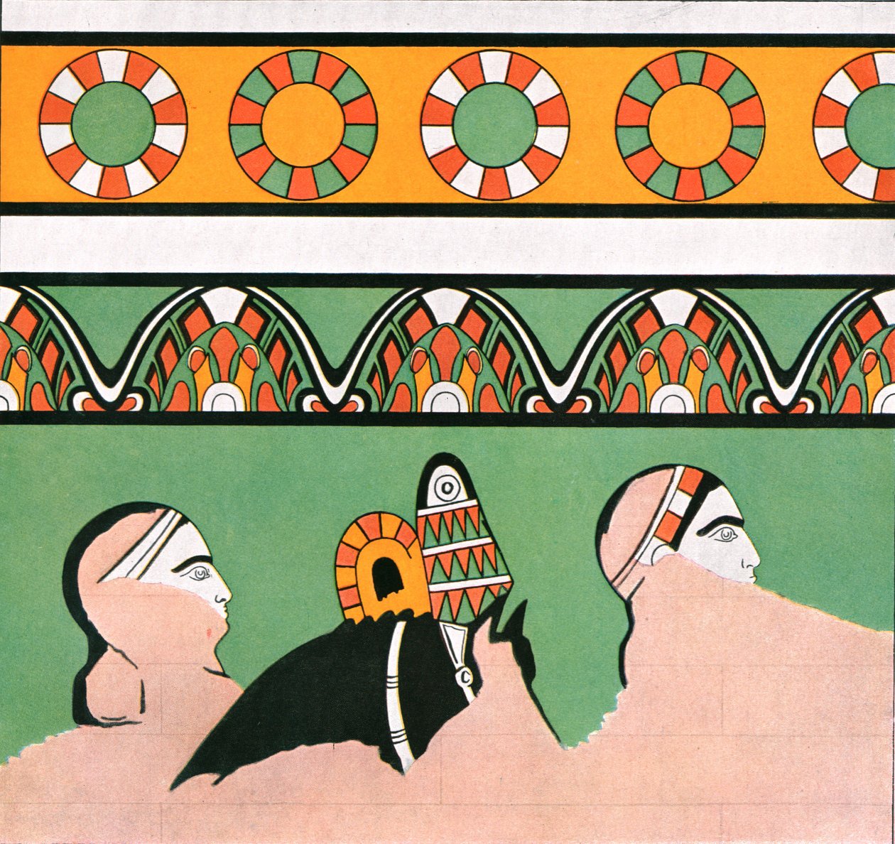 Väggmålning från palatset i Dur-Sharrukin, Assyrien, 1928. av Unbekannt
