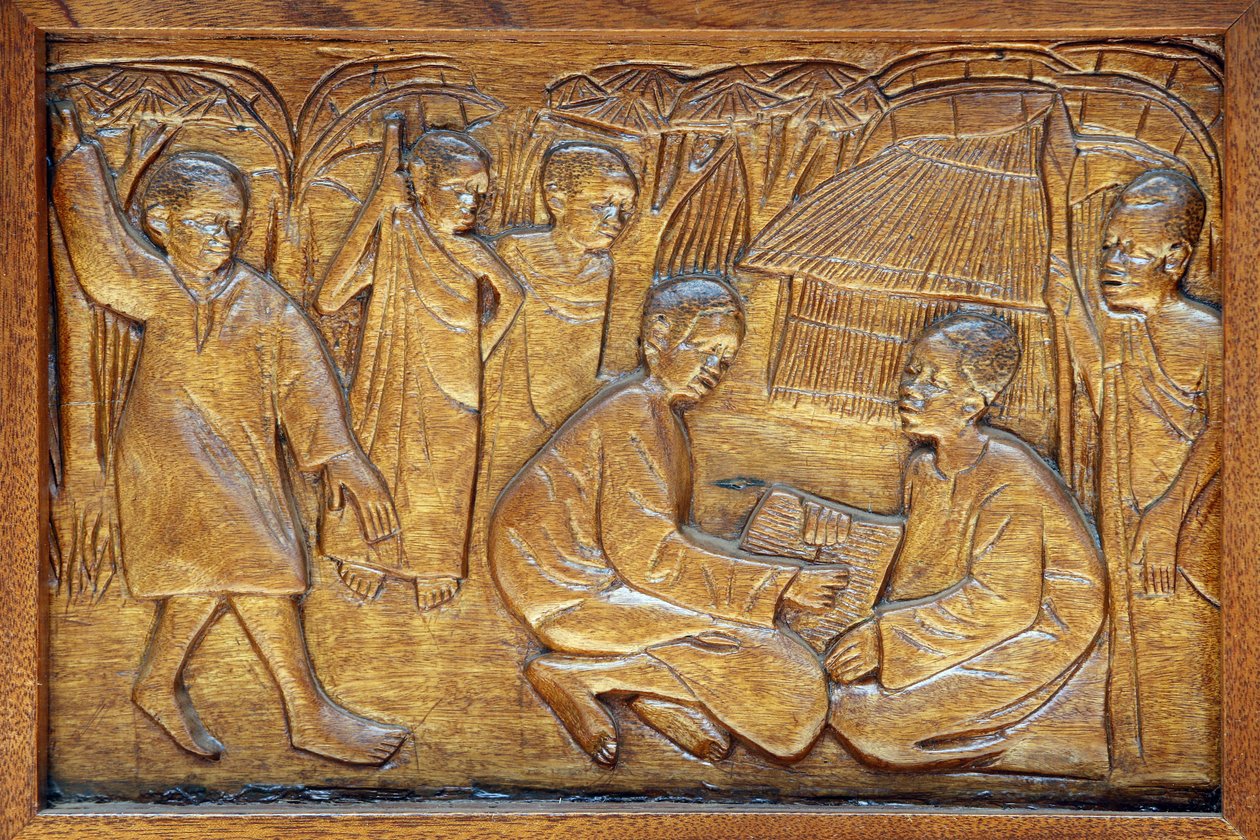 Namugongo katolska martyrs helgedom, Kampala. Kyrkdörrsrelief, 20160217, Kampala, Uganda av Unbekannt