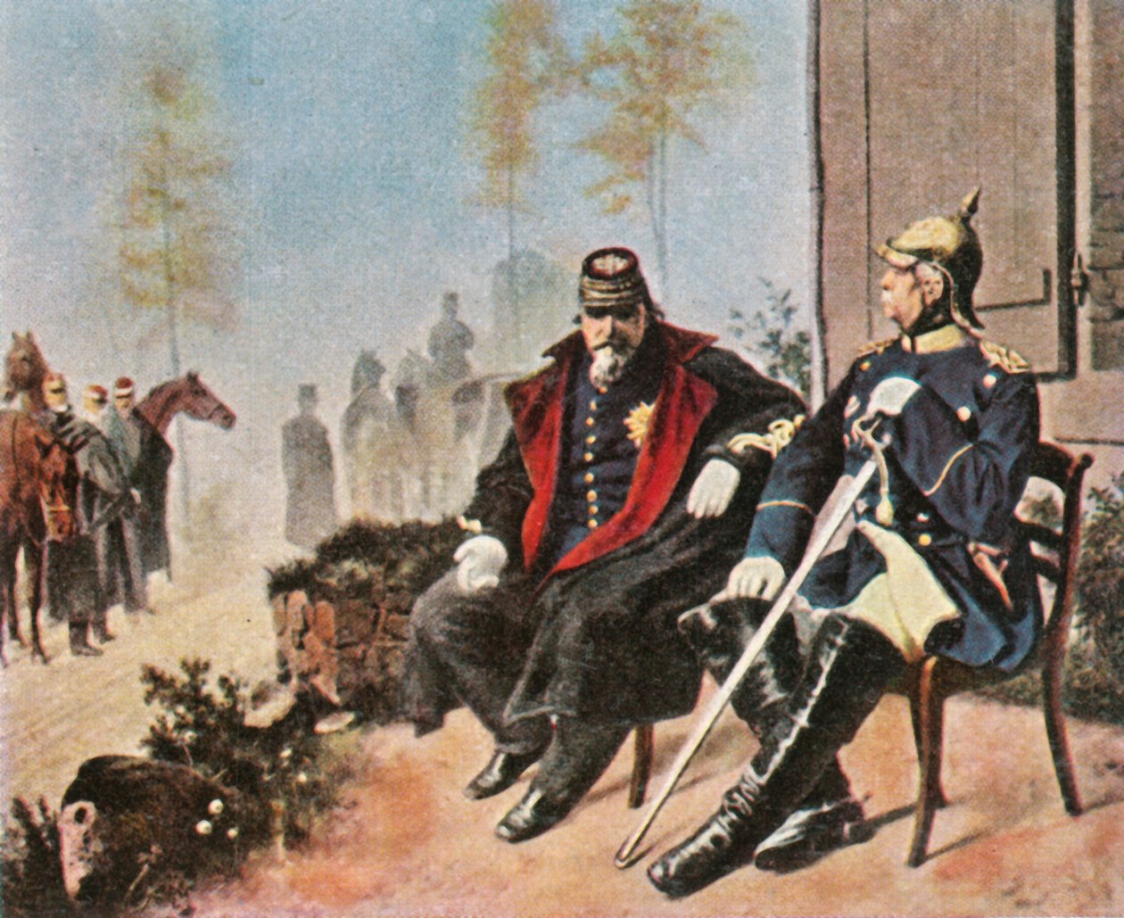 Napoleon III och Bismarck vid vävarstugan i Donchery, 2 september 1870, 1936. av Unbekannt
