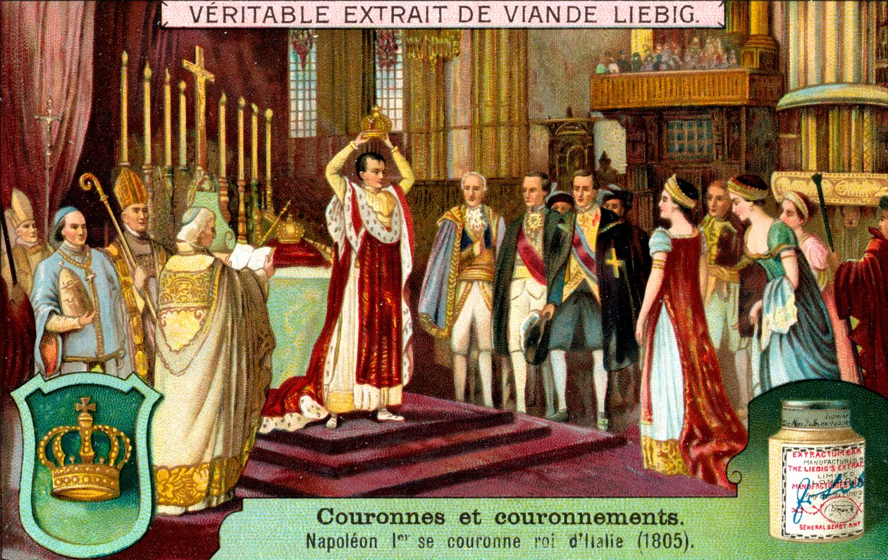 Napoleon I kröner sig själv till kung av Italien 1805, c1900 av Unbekannt