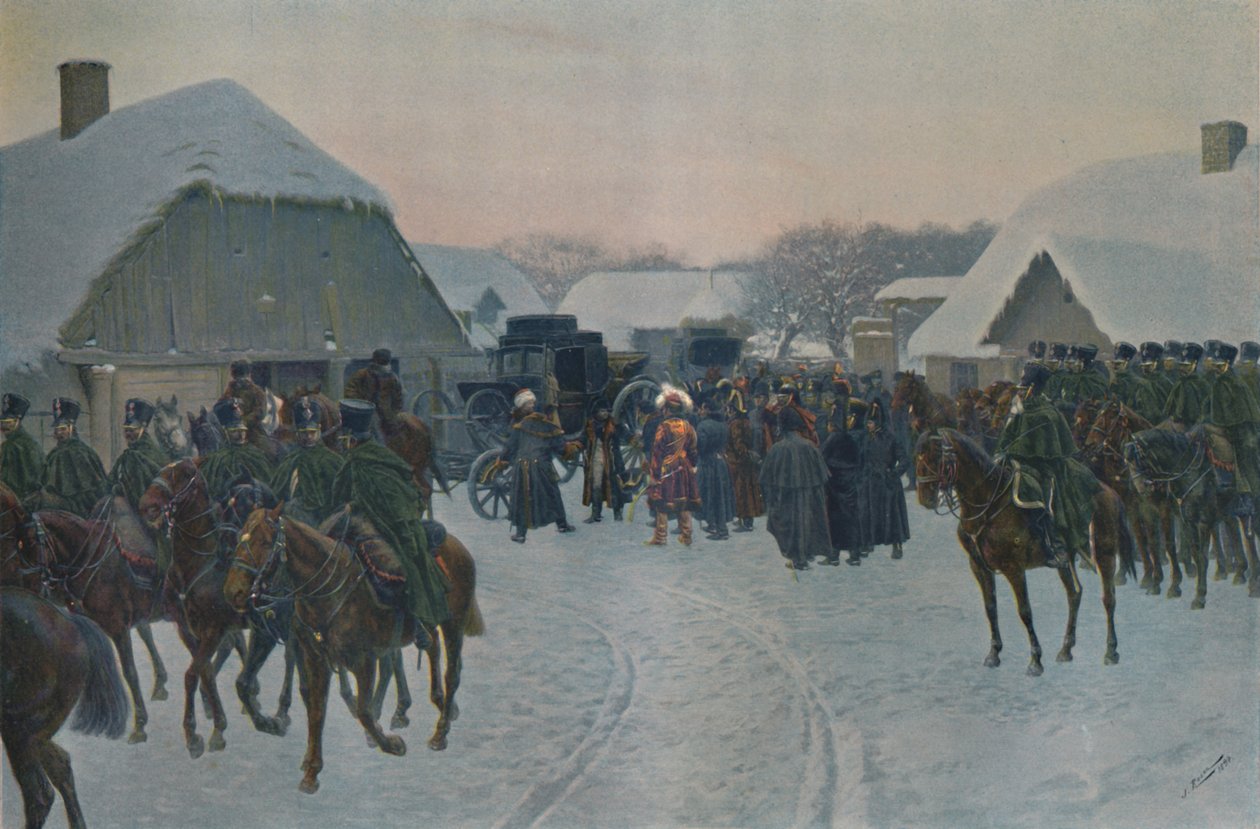 Napoleon lämnar den franska armén vid Smorgoni, 1812, 1896. av Unbekannt