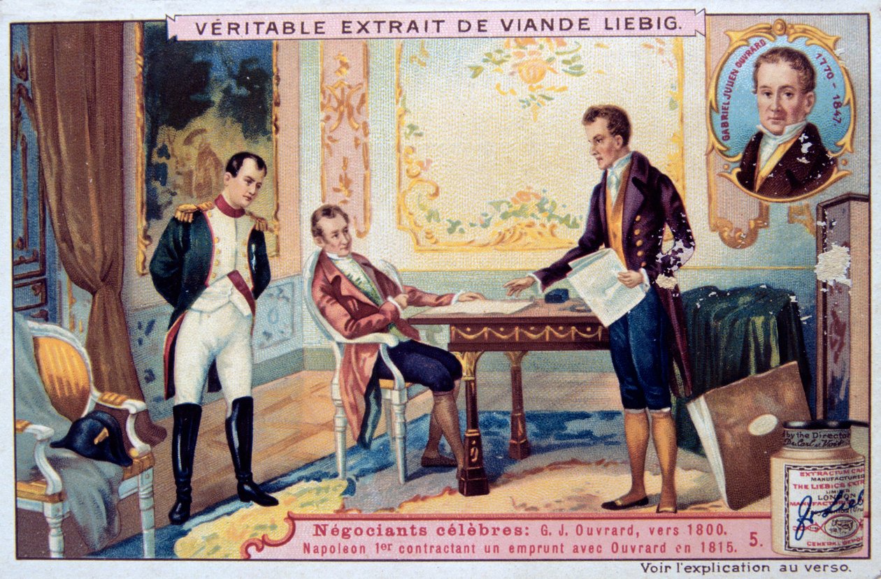 Napoleon förhandlar om ett lån med Gabriel Julien Ouvrard, 1815, 1800-talet av Unbekannt