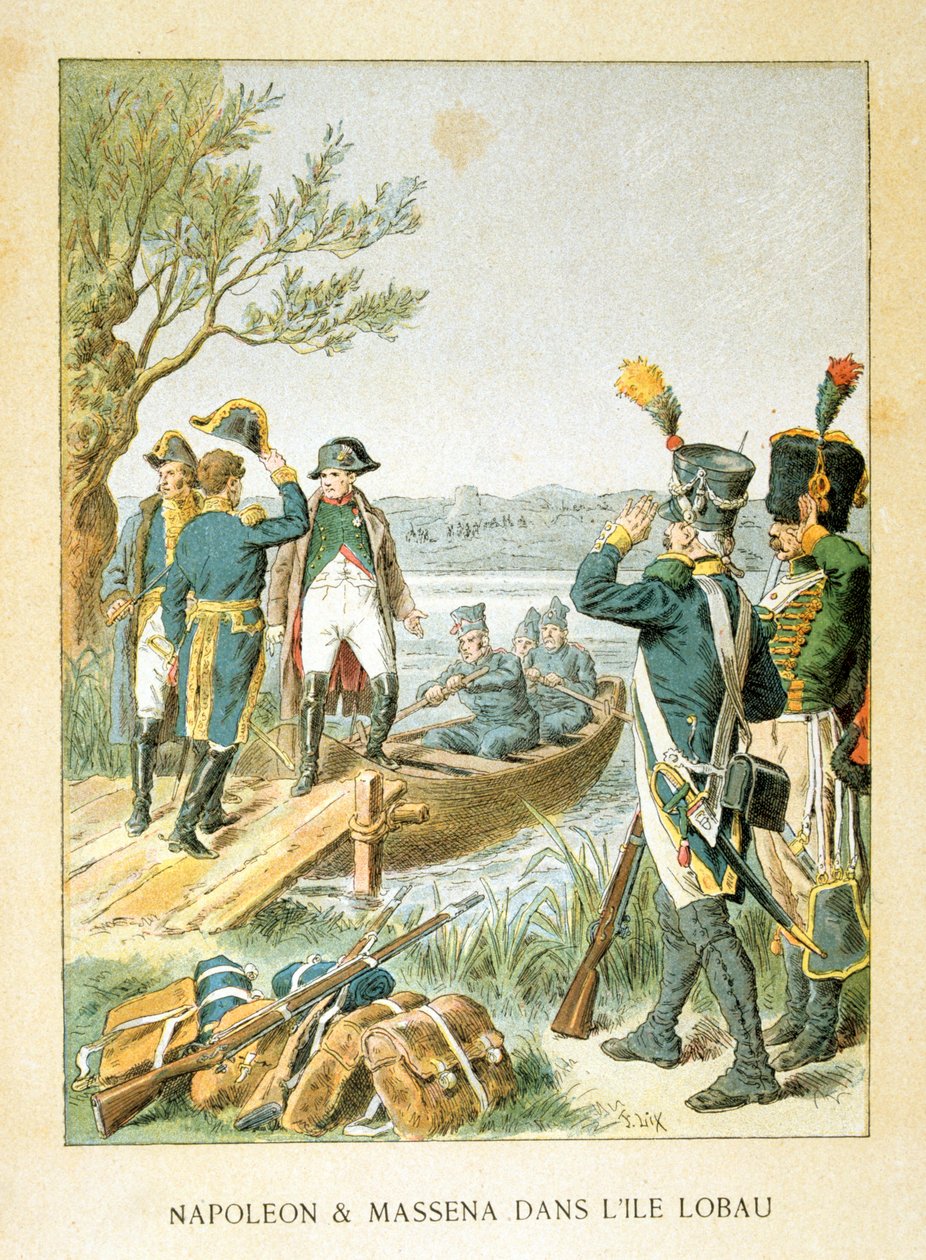 Napoleon och Massena på ön Lobau, maj 1809, 1800-talet av Unbekannt