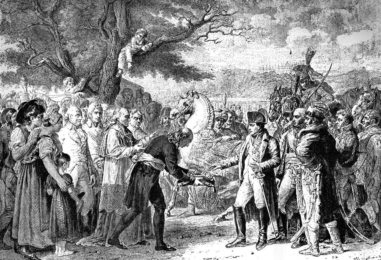 Napoleon tar emot nycklarna till Wien, Schloss Schonbrunn, 13 november 1805 1882-1884 av Unbekannt