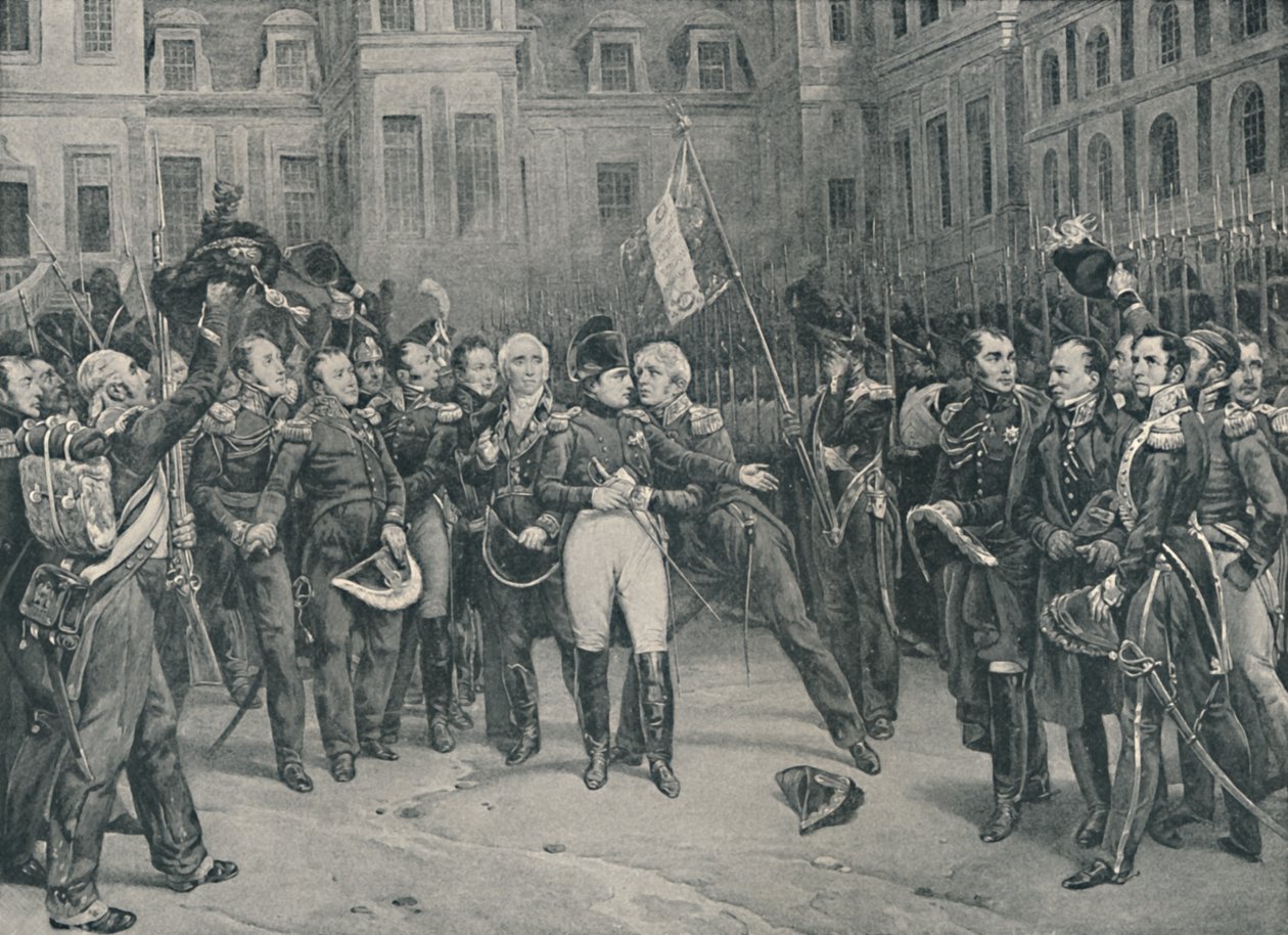 Napoleons farväl till det kejserliga gardet i Fontainebleau, 20 april 1814, 1896 av Unbekannt