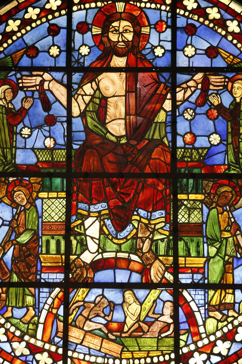 Nationalmuseet för franska monument. Forntida kyrka av Cordeliers, Chateauroux. Målat glasfönster av den sista domen, Paris, Frankrike av Unbekannt