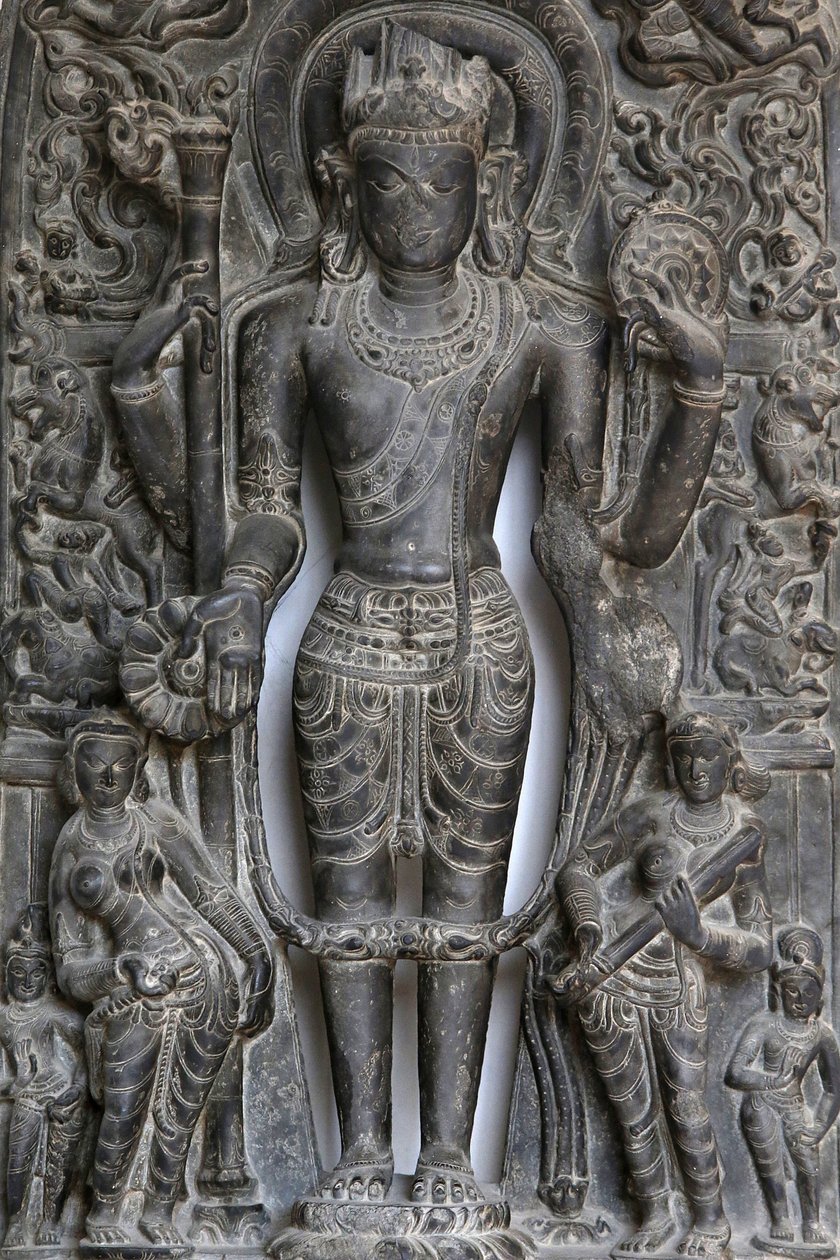 Indiens nationalmuseum, Delhi. Vishnu. Pala, 9-10-talet e.Kr. Östra Indien. Sten. Detalj. Indien. av Unbekannt