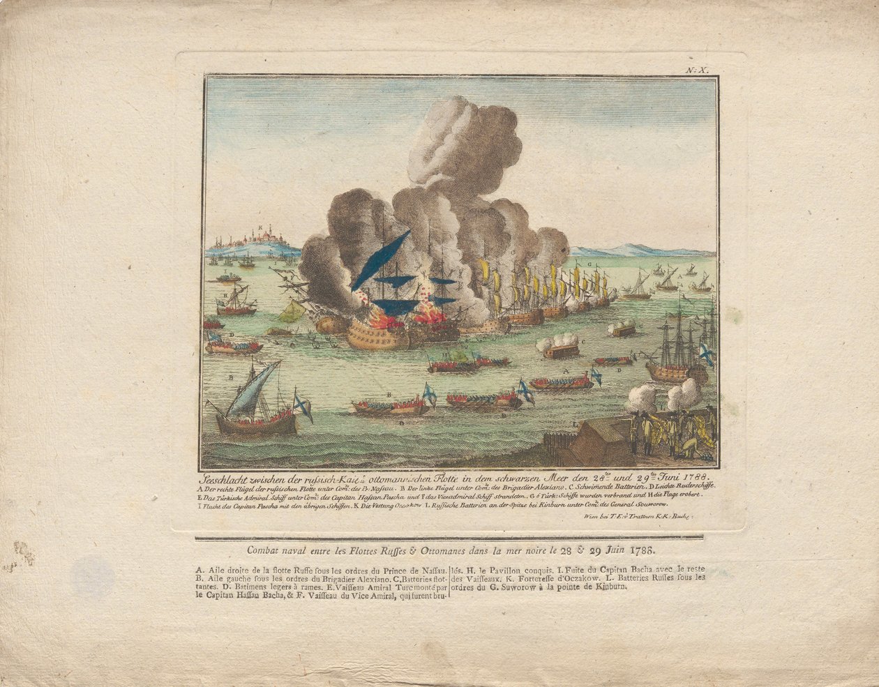 Sjöstrid mellan den ryska och ottomanska flottan i Svarta havet den 28 och 29 juni 1788, 1788. av Unbekannt