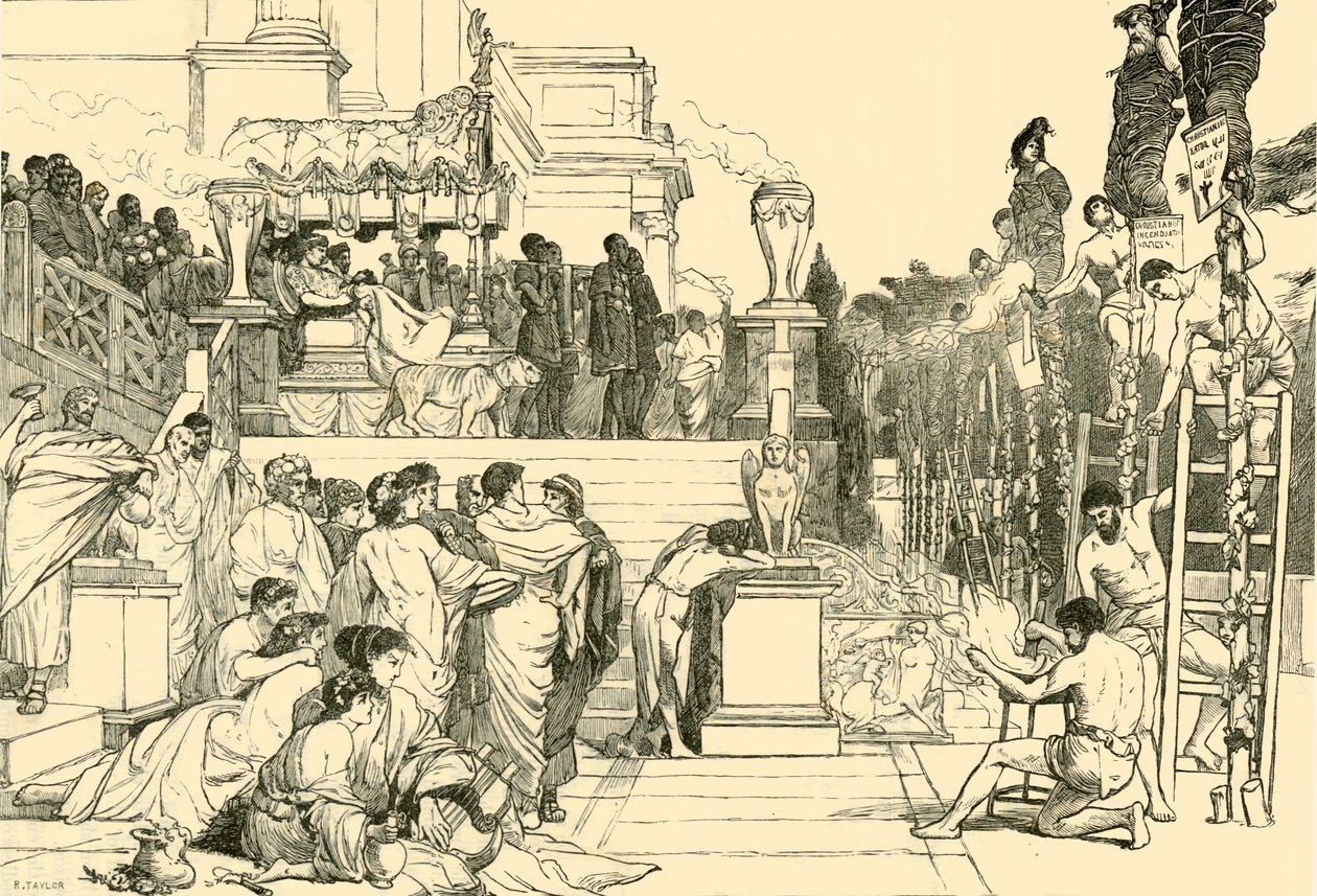 Neros facklor - Bränning av kristna i Rom, 1890. av Unbekannt