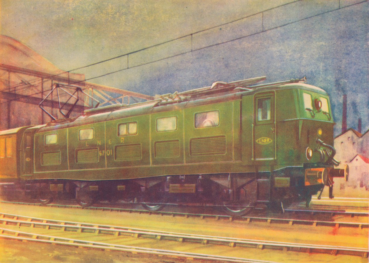 New Electric Locomotive, L.N.E.R., lämnar Manchester London Road Station, 1940 av Unbekannt