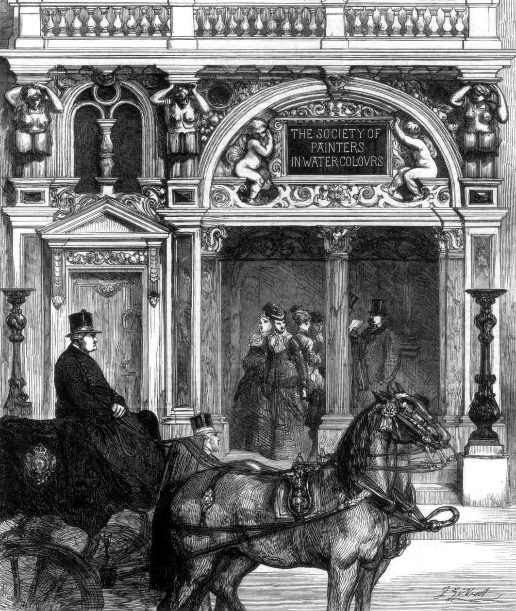Ny ingång till galleriet i Society of Painters, Pall Mall East, London, 1875 av Unbekannt