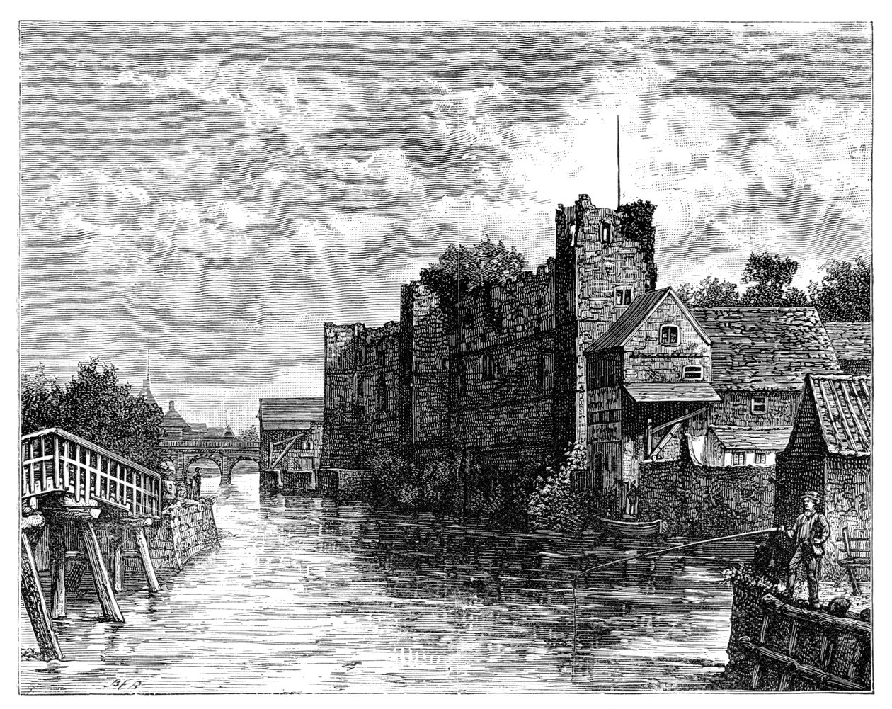 Newark Castle och floden Trent, Newark-on-Trent, Nottinghamshire, 1900 av Unbekannt