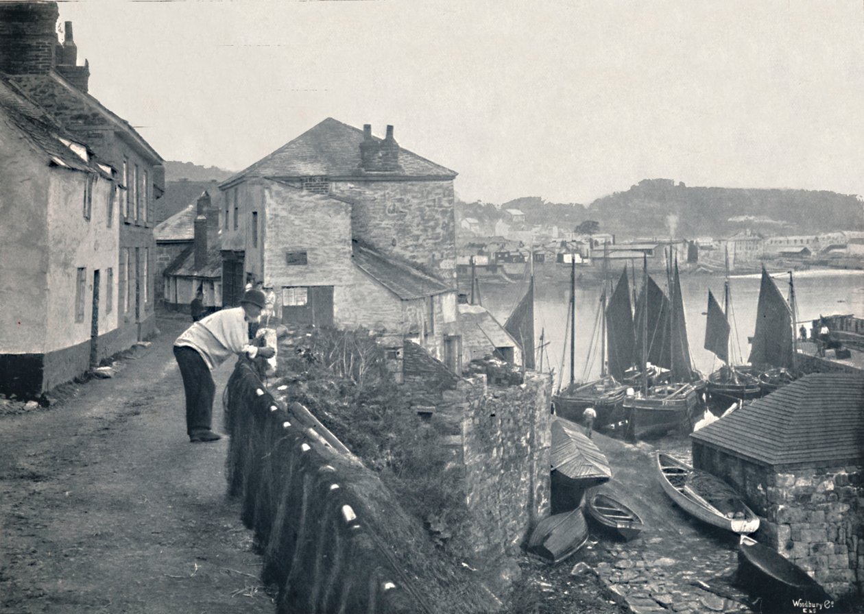Newlyn - Utsikt över byn och hamnen, 1895 av Unbekannt