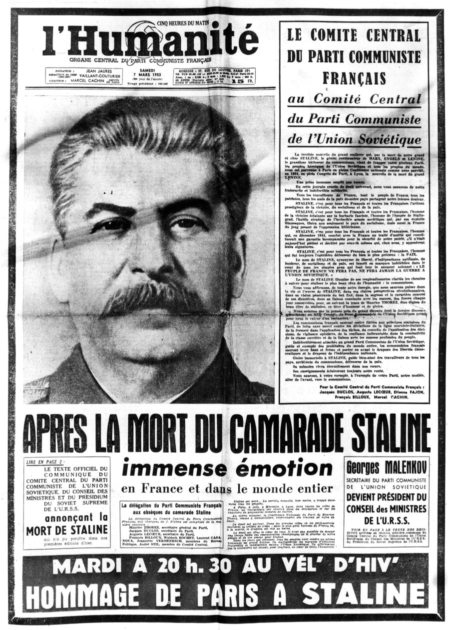 Nyheten om Stalins död den 7 mars 1953 av Unbekannt