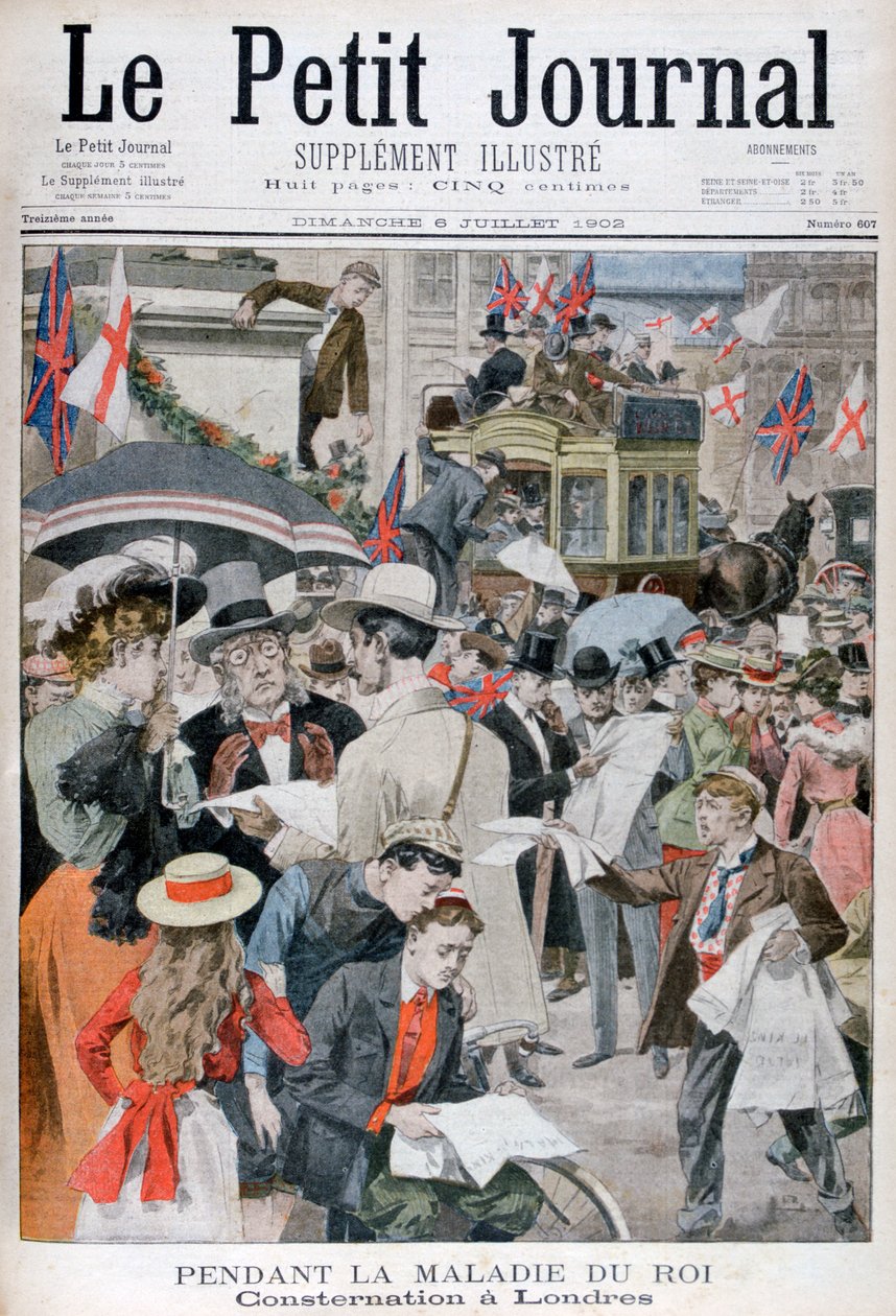 Nyheter om kung Edwards VII:s sjukdom i London, 1902 av Unbekannt