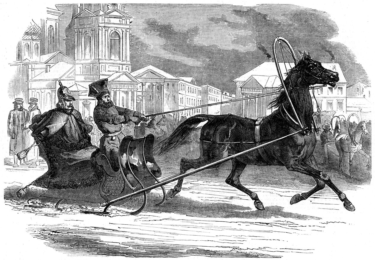 Nicholas I 1796-1855, kejsare av Ryssland, i hans droshky, St Petersburg, 1853 av Unbekannt