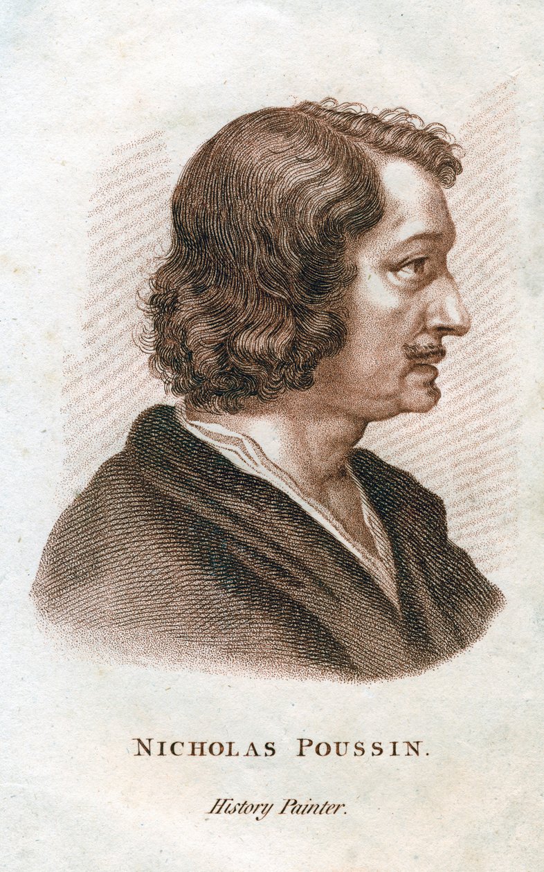 Nicolas Poussin, fransk klassisk målare, c1800-talet av Unbekannt