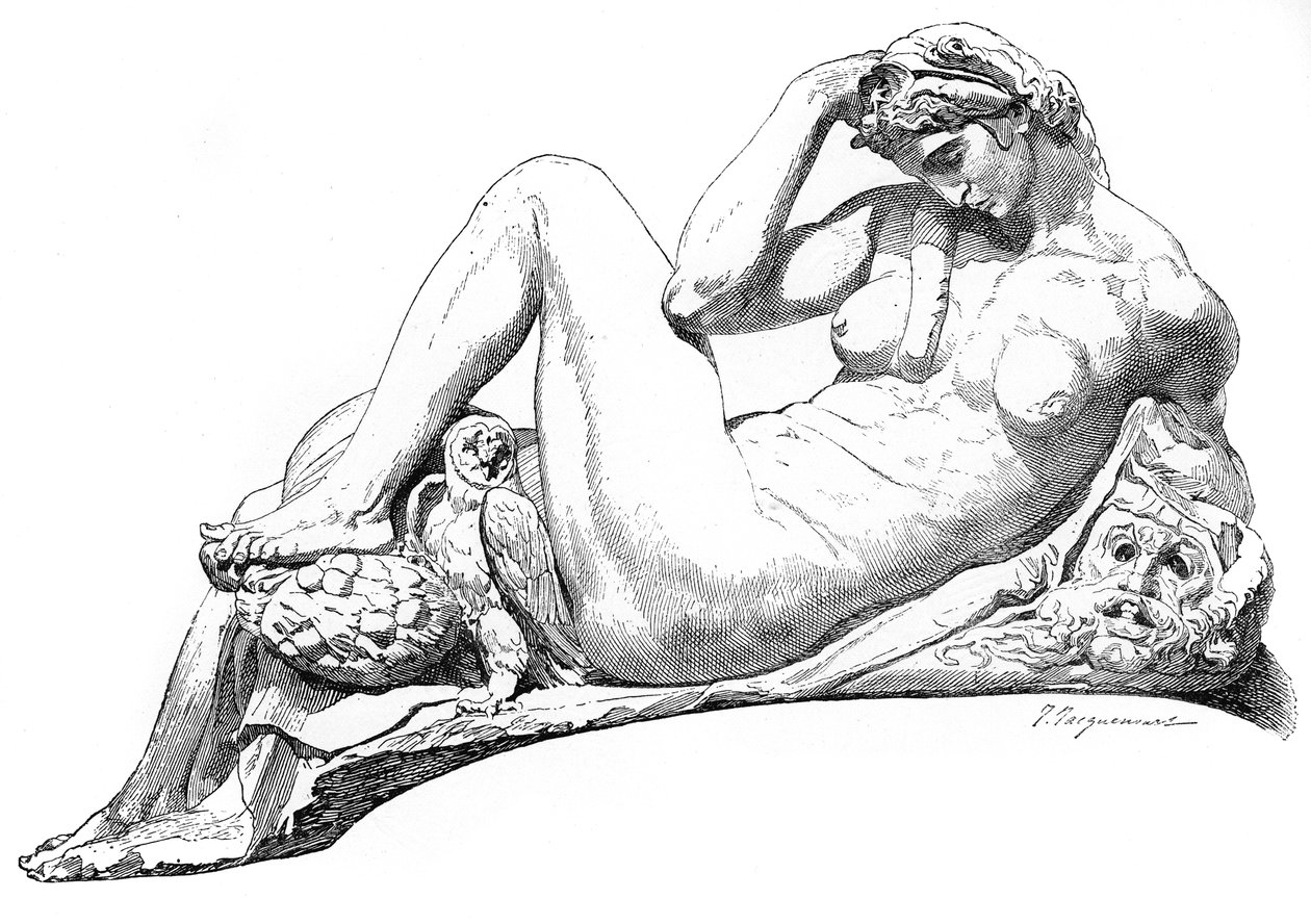 Natt från Julian de Medicis grav, San Lorenzo Basilica, Florens, Italien, 1882 av Unbekannt