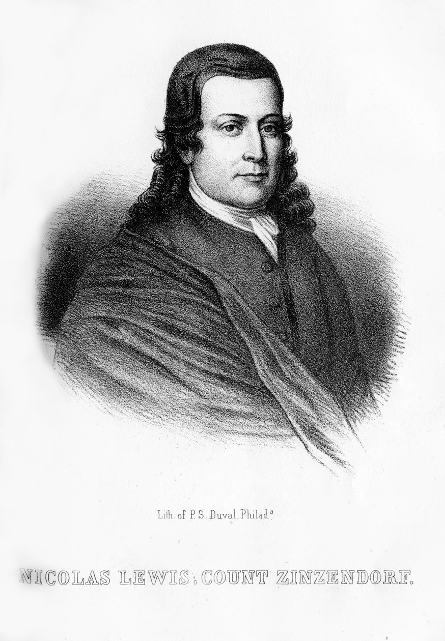 Nikolaus Ludwig von Zinzendorf, tysk religiös och social reformator, 1854 av Unbekannt