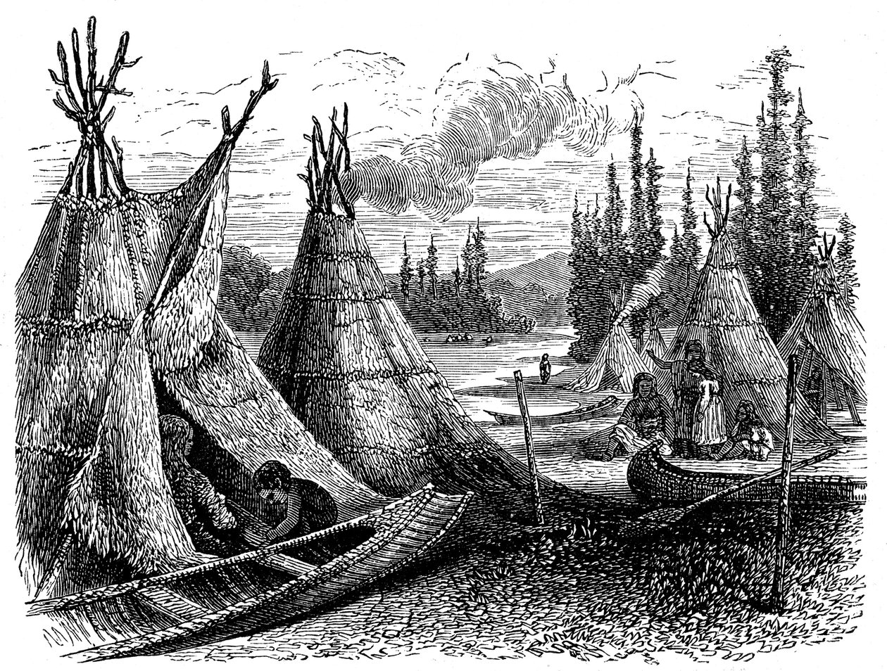 North American Cree indianbosättning sommaren 1874 av Unbekannt
