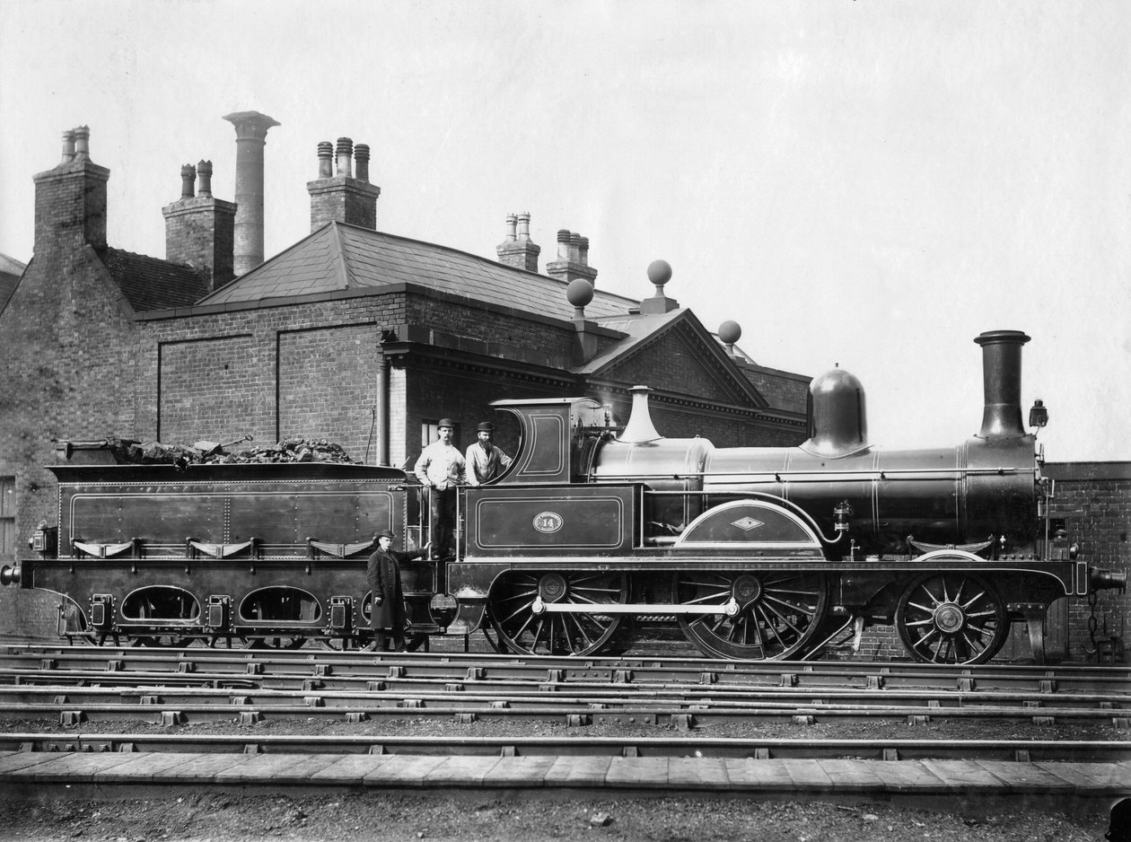 North Staffordshire Railway ånglokomotiv nr 14 och dess anbud c1875 av Unbekannt