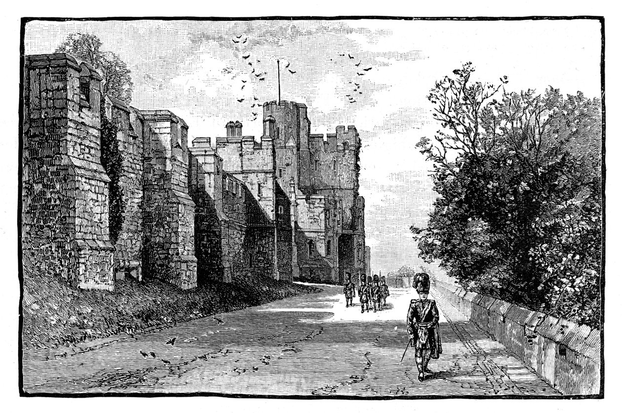 North Terrace och Wykeham Tower, Windsor Castle, c1888 av Unbekannt