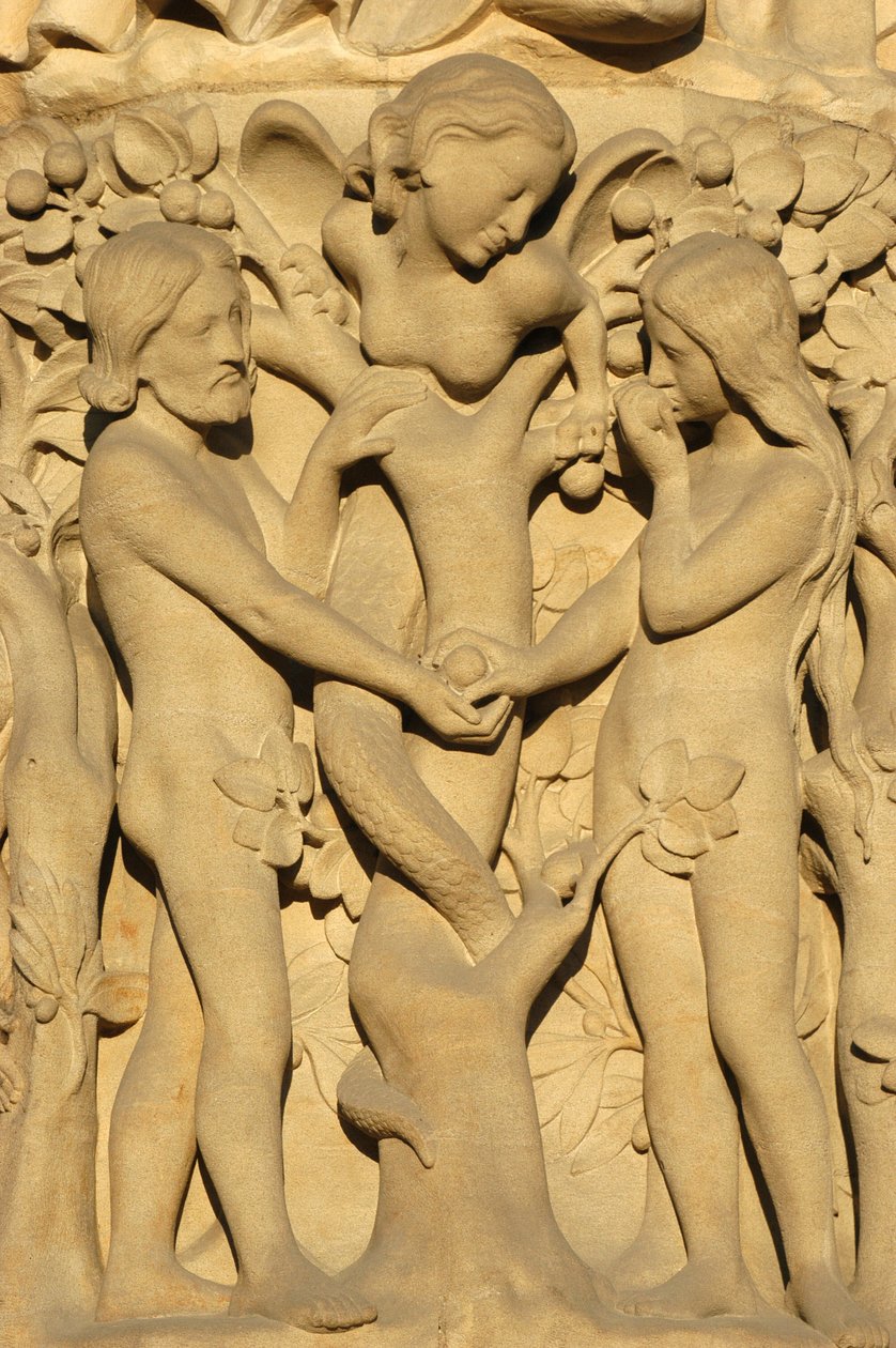 Notre Dame de Paris katedralskulptur: Adam och Eva, Paris, Frankrike av Unbekannt