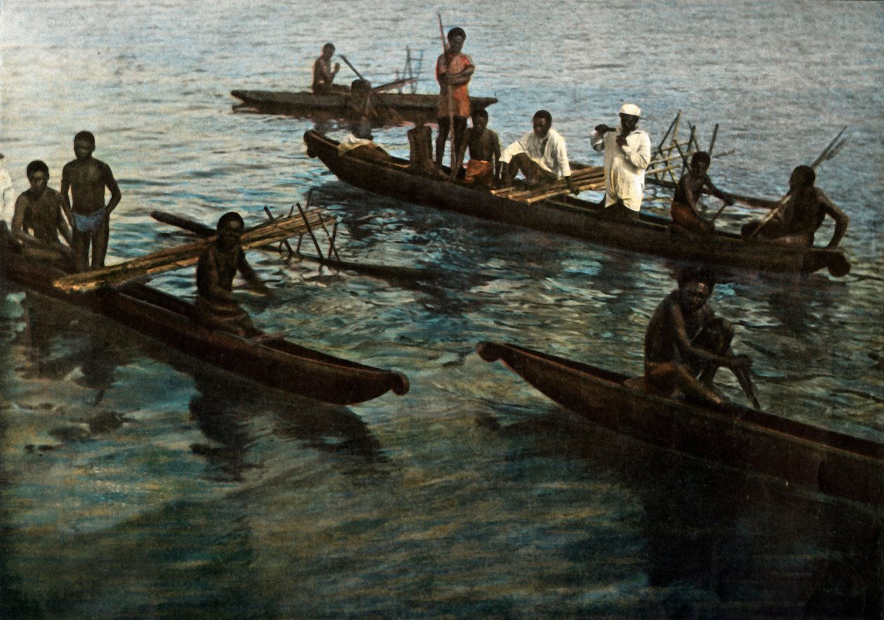 Nya Guinea. Papuanska kanoter, Papua Nya Guinea. Papuanska kanoter, 1900. av Unbekannt