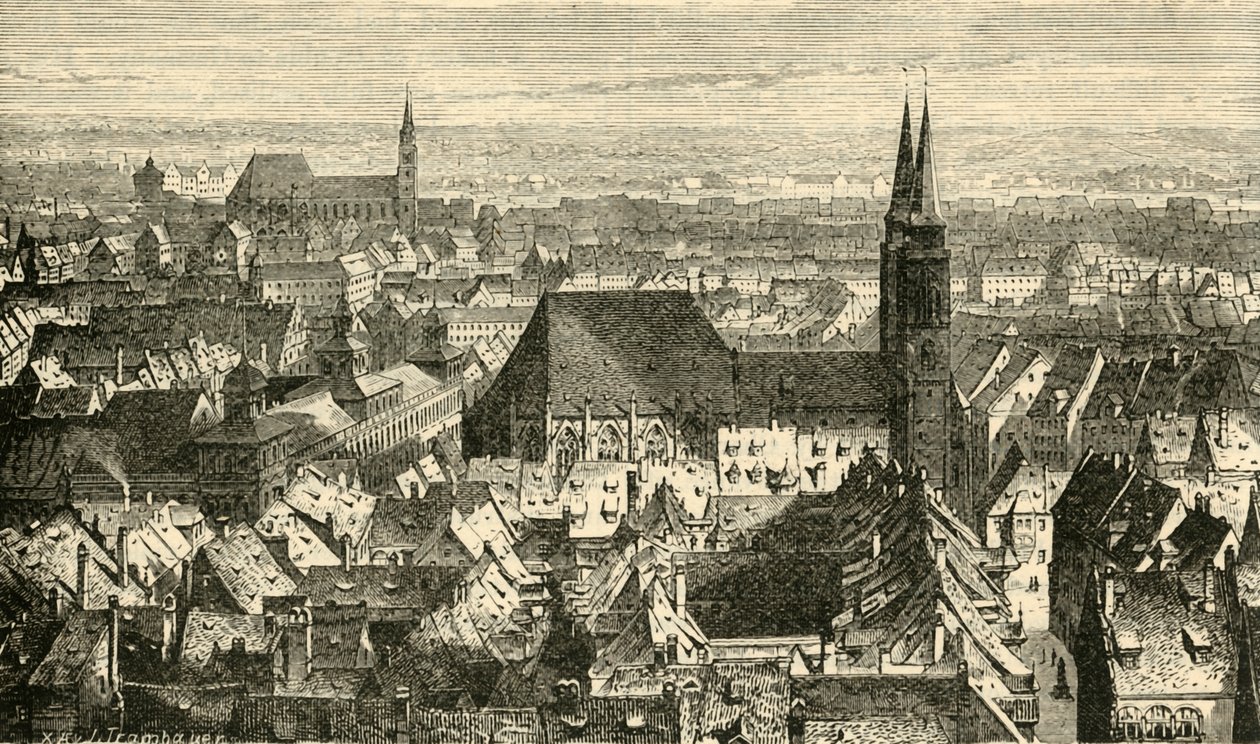 Nürnberg från murarna, 1890. av Unbekannt