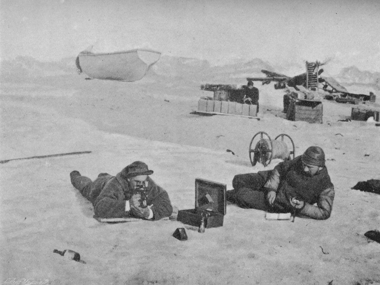 Observation med sextant och artificiell horisont. juli 1895, 1897 av Unbekannt