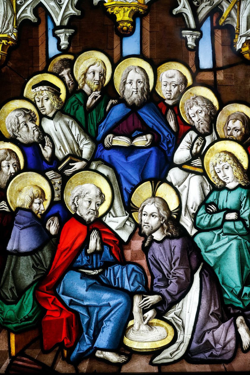 Oeuvre Notre-Dame-museet, fönster i målat glas, Kristus som tvättar apostlarnas fötter av Unbekannt