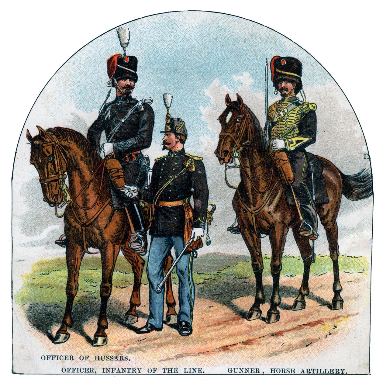 Officer of Hussars, Officer, Linjens infanteri, Gunner, hästartilleri, 1800-talet av Unbekannt