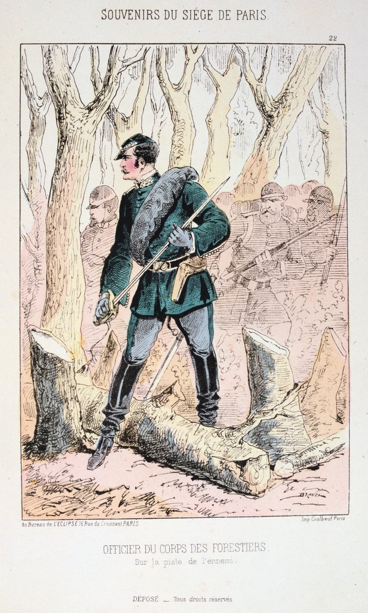 Officer för skogsarbetarna, belägringen av Paris, fransk-preussiska kriget, 1870-1871. av Unbekannt