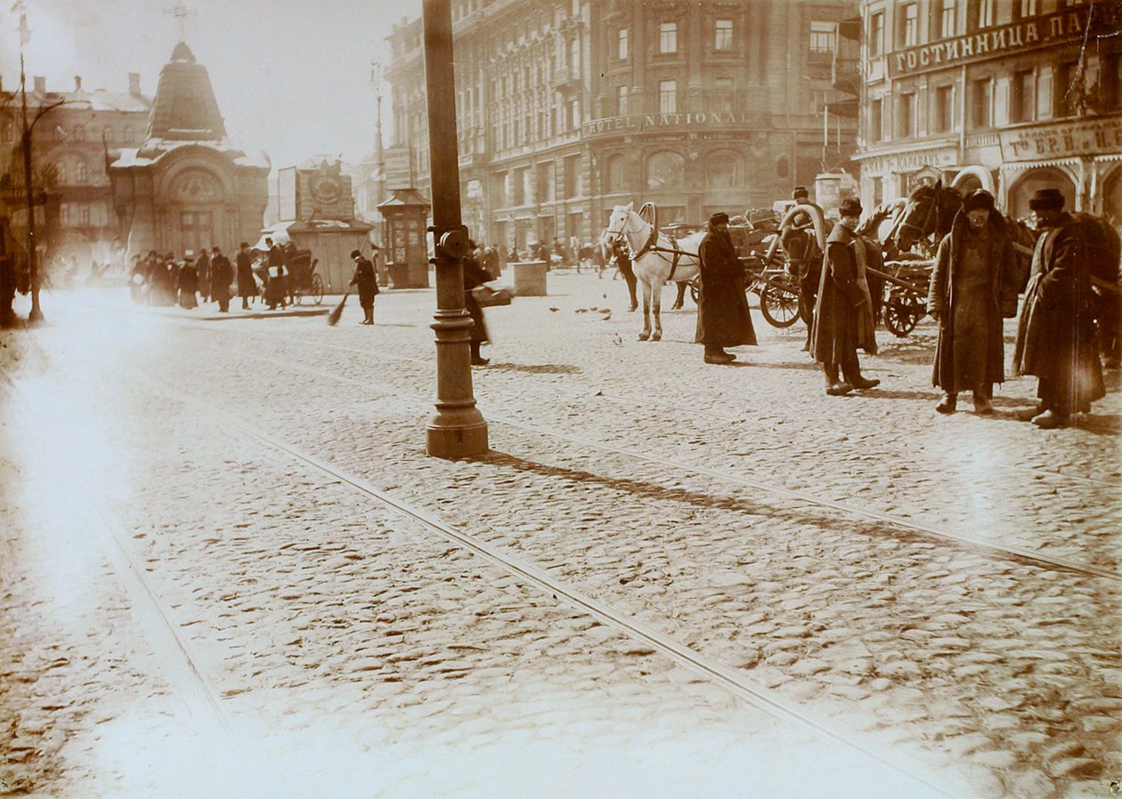 Okhotny Ryad Hunting Row, Moskva, Ryssland, 16 mars 1911 av Unbekannt