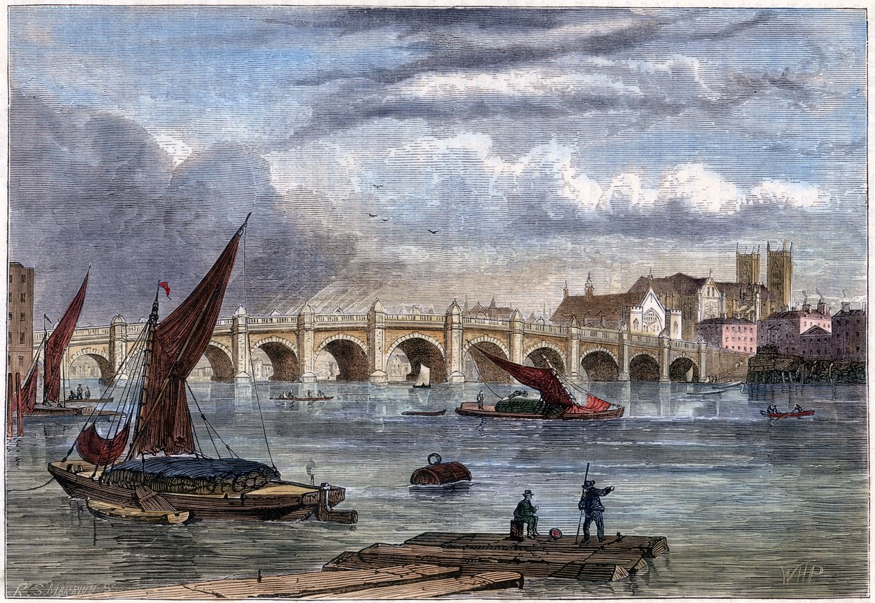 Old Westminster Bridge 1754, 1800-talet av Unbekannt