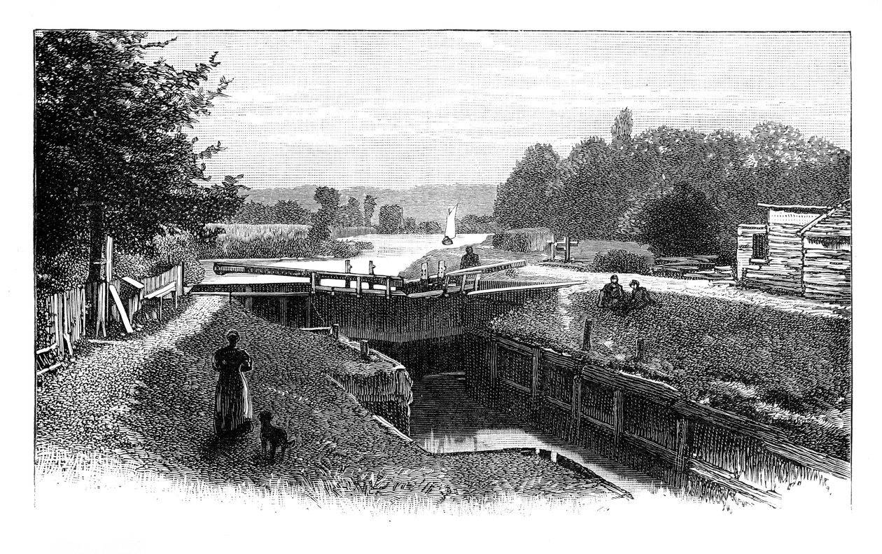 Old Windsor Lock, Themsen, Berkshire, c1888 av Unbekannt