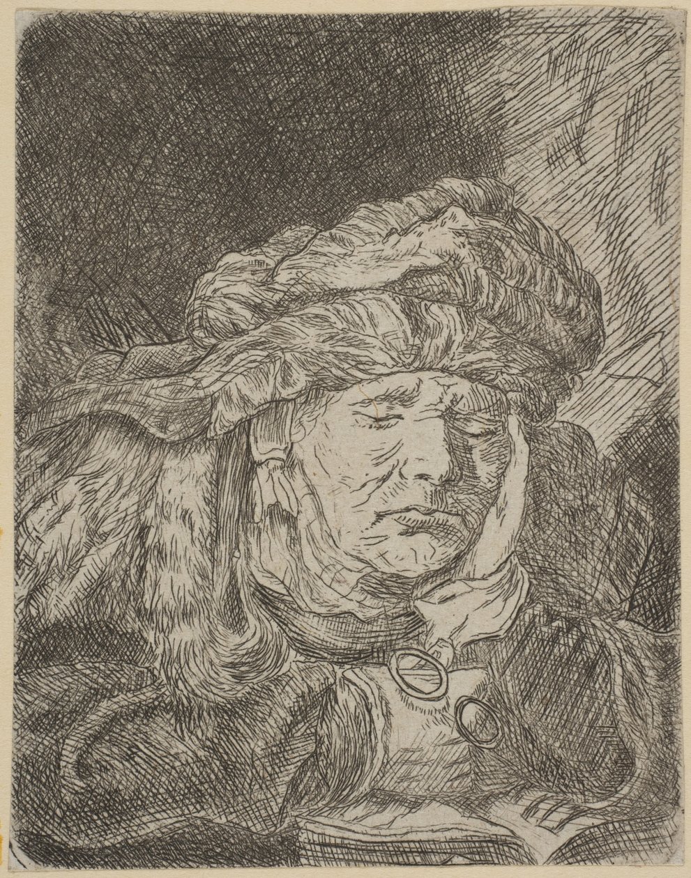 Old Woman Sleeping copy.n.d. av Unbekannt