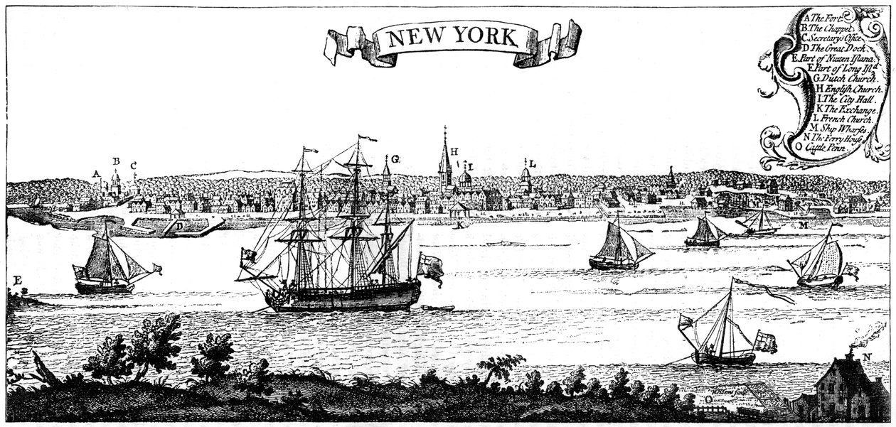 Gammal utsikt över New York, 1730 c1880 av Unbekannt