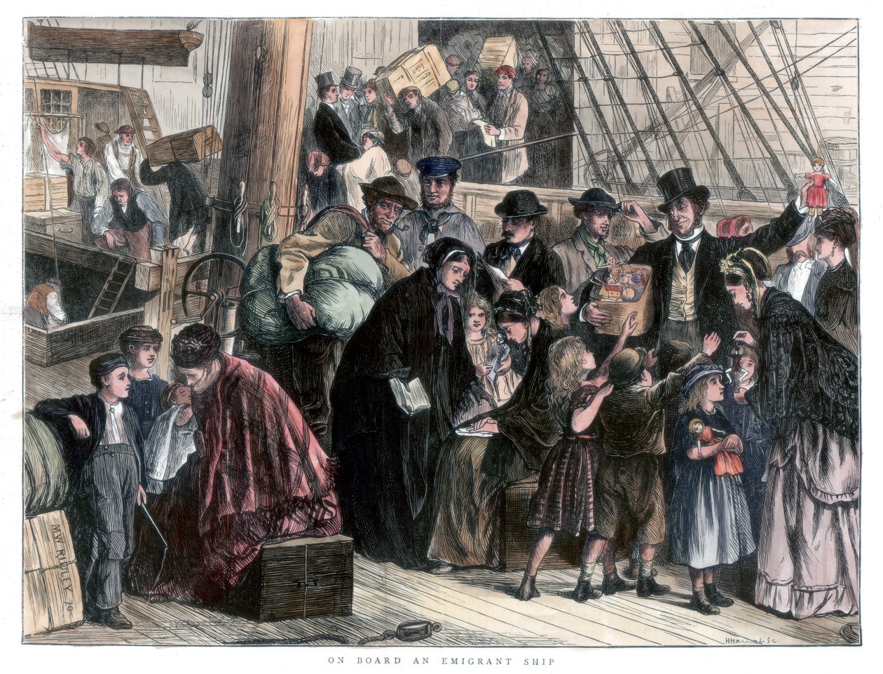 Ombord på emigrantskeppet, 1871 av Unbekannt