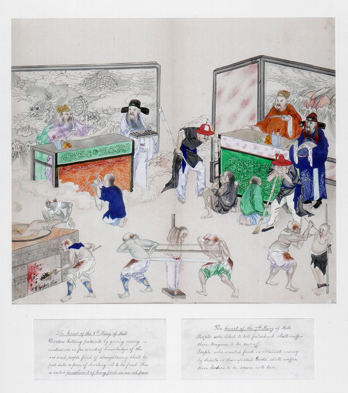 En av en uppsättning målningar av helvetets tio domstolar, Qingdynastin, Kina, c1800-1849 av Unbekannt