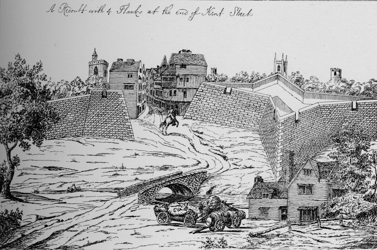 Ett av forten som byggdes av parlamentet för försvaret av London under inbördeskriget, c1808, av Unbekannt