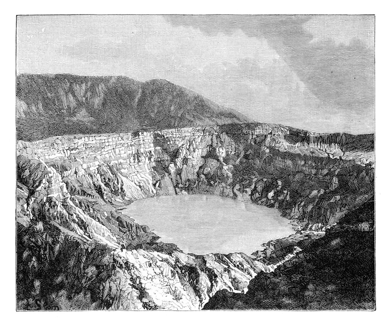 En av de tre kratrarna i Poas, c1890 av Unbekannt