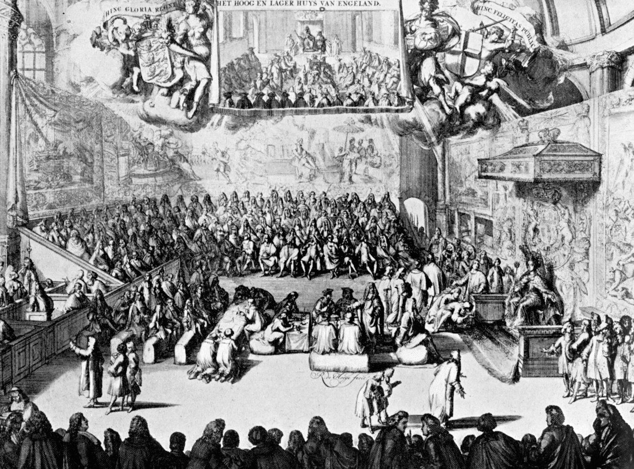 Invigning av parlamentet av Queen Anne, Westminster, London, 1700-talet c1905 av Unbekannt