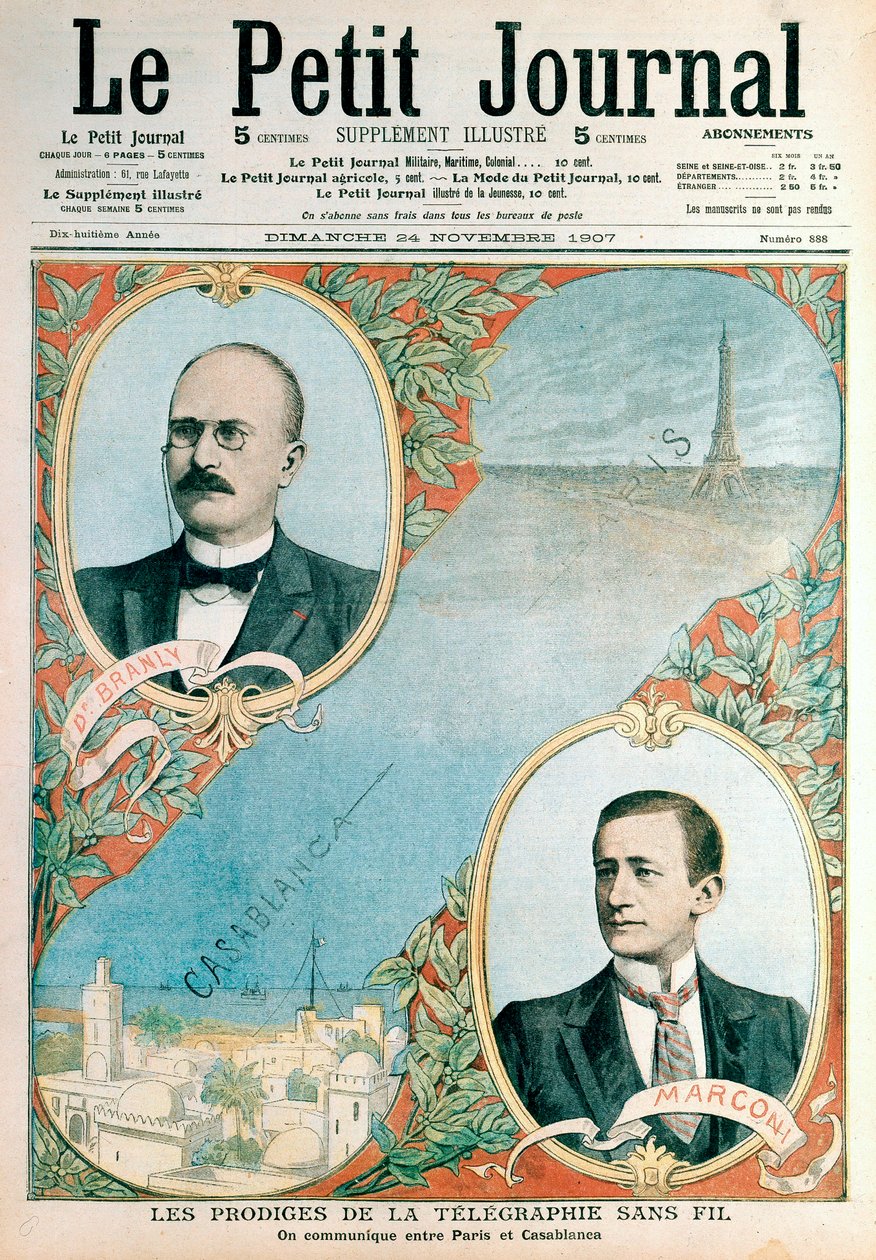 Öppnande av trådlös telegraflänk mellan Paris och Casablanca, 1907 av Unbekannt