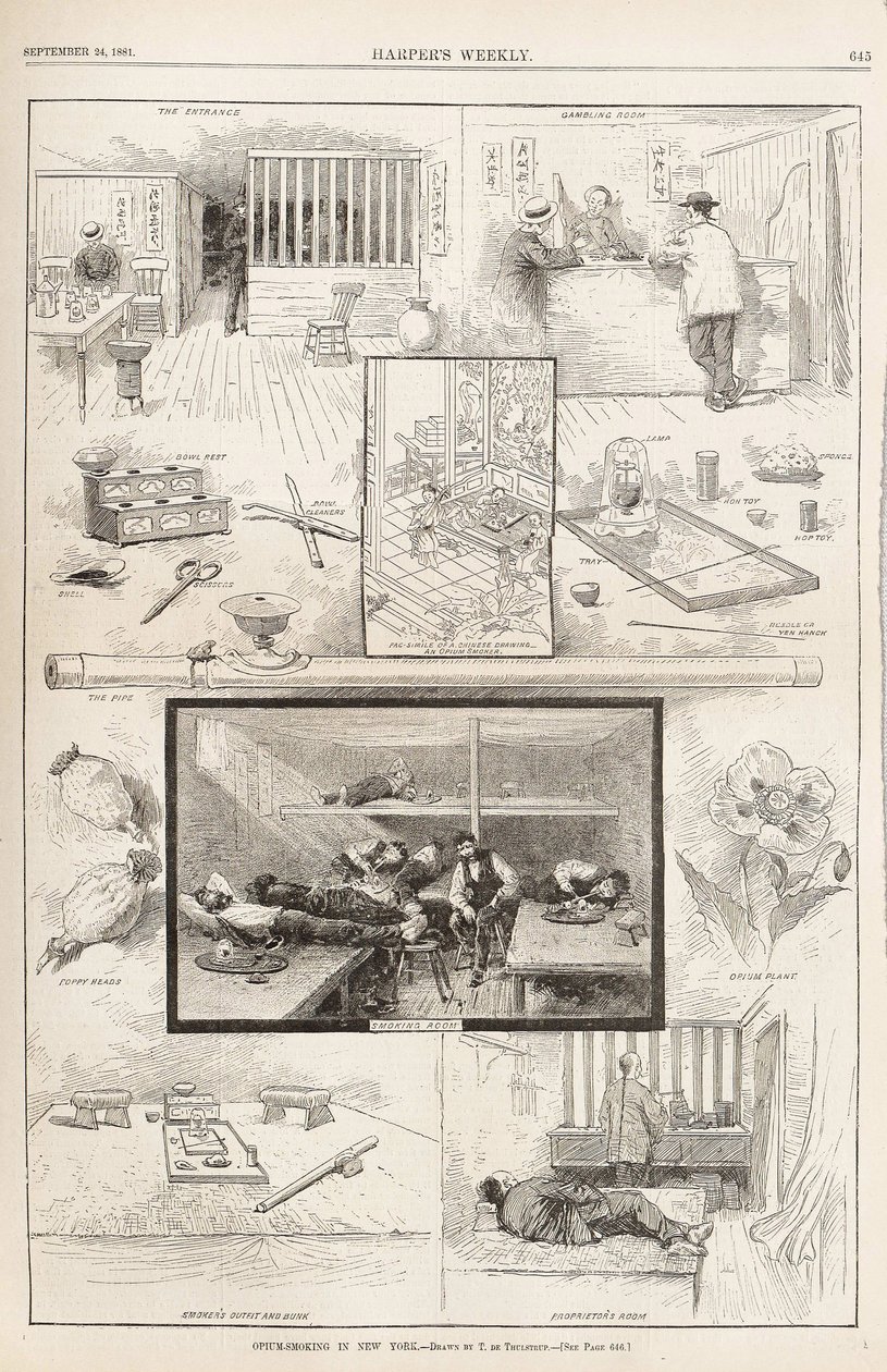 Opiumrökning i New York från Harpers Weekly, 24 september 1881, 1881 av Unbekannt