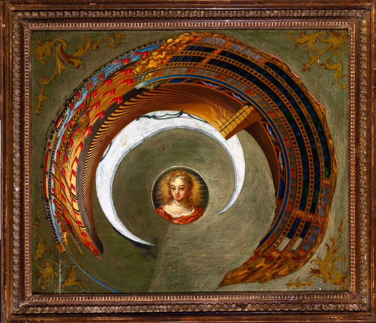 Optiska illusioner Anamorfisk målning av ett skepp, c 1744-1774 av Unbekannt