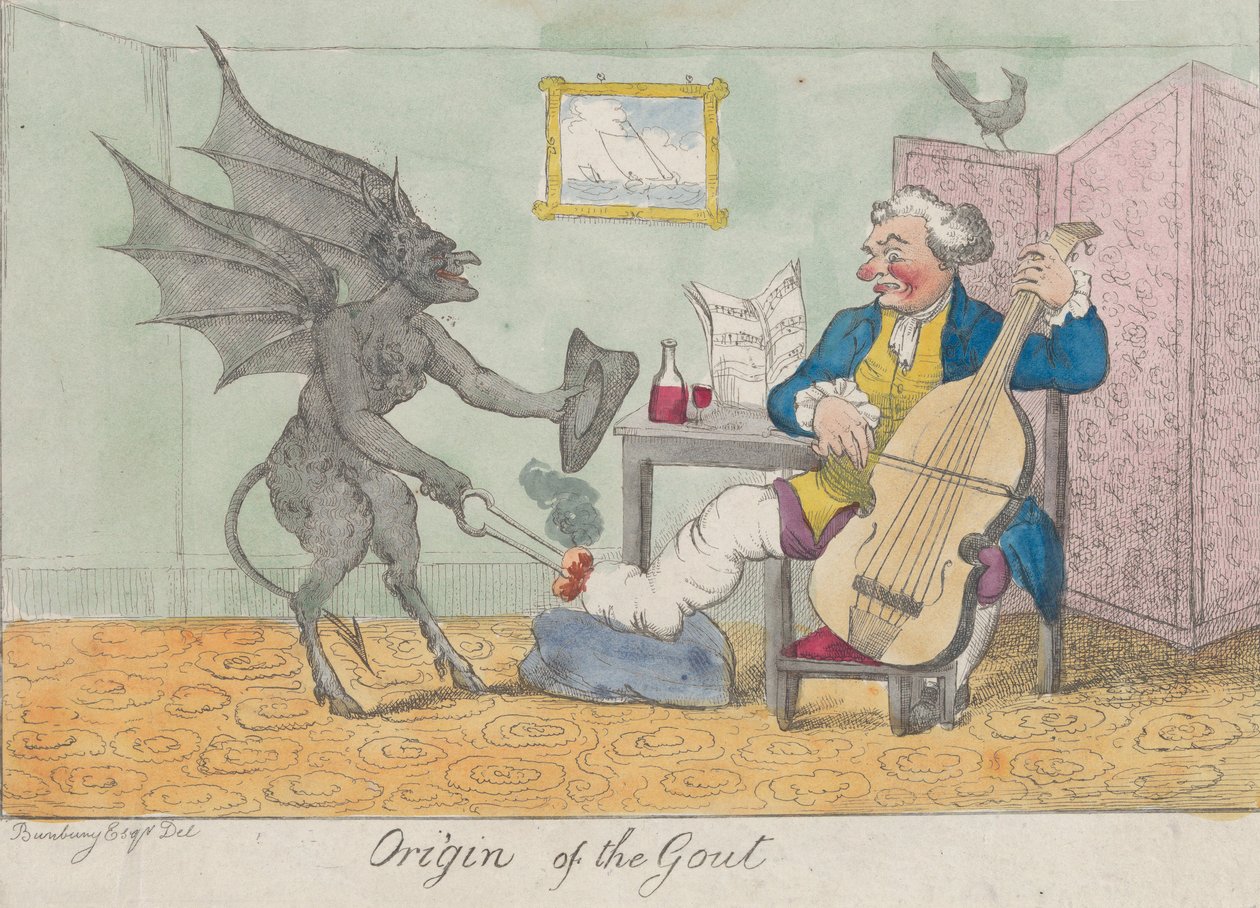 Ursprunget för gikten, ca. 1810. av Unbekannt
