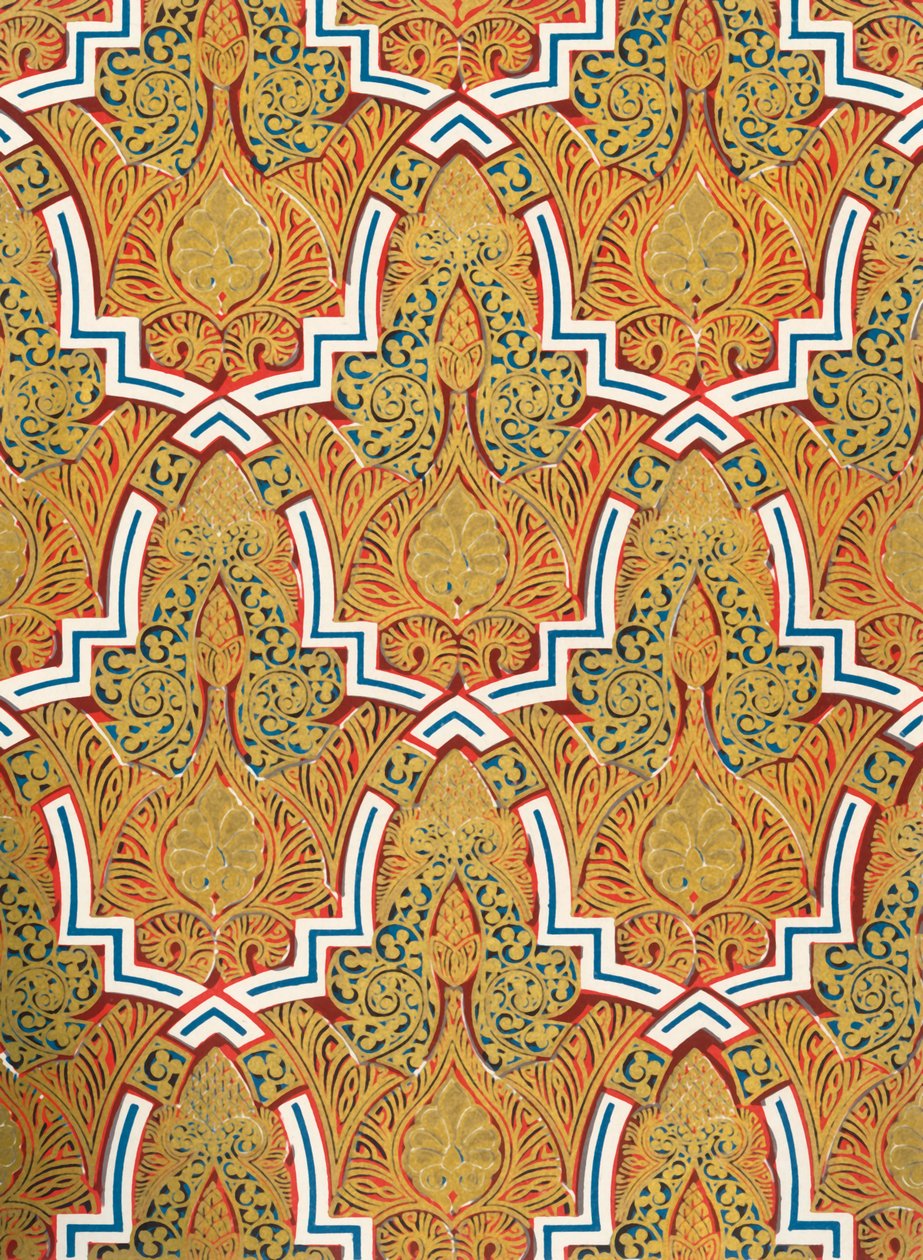 Ornament i paneler på väggarna, Court of the Mosque, 1907. av Unbekannt